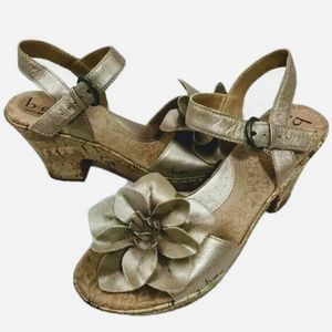 BORN Metallic Gold Wedge Sandals